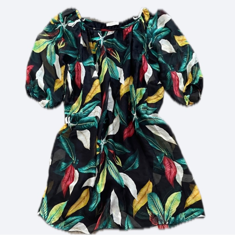 🇮🇹 Bellambra Silk Blend Leaf Print Dress • Made in Italy • Size Large - Picture 14 of 16
